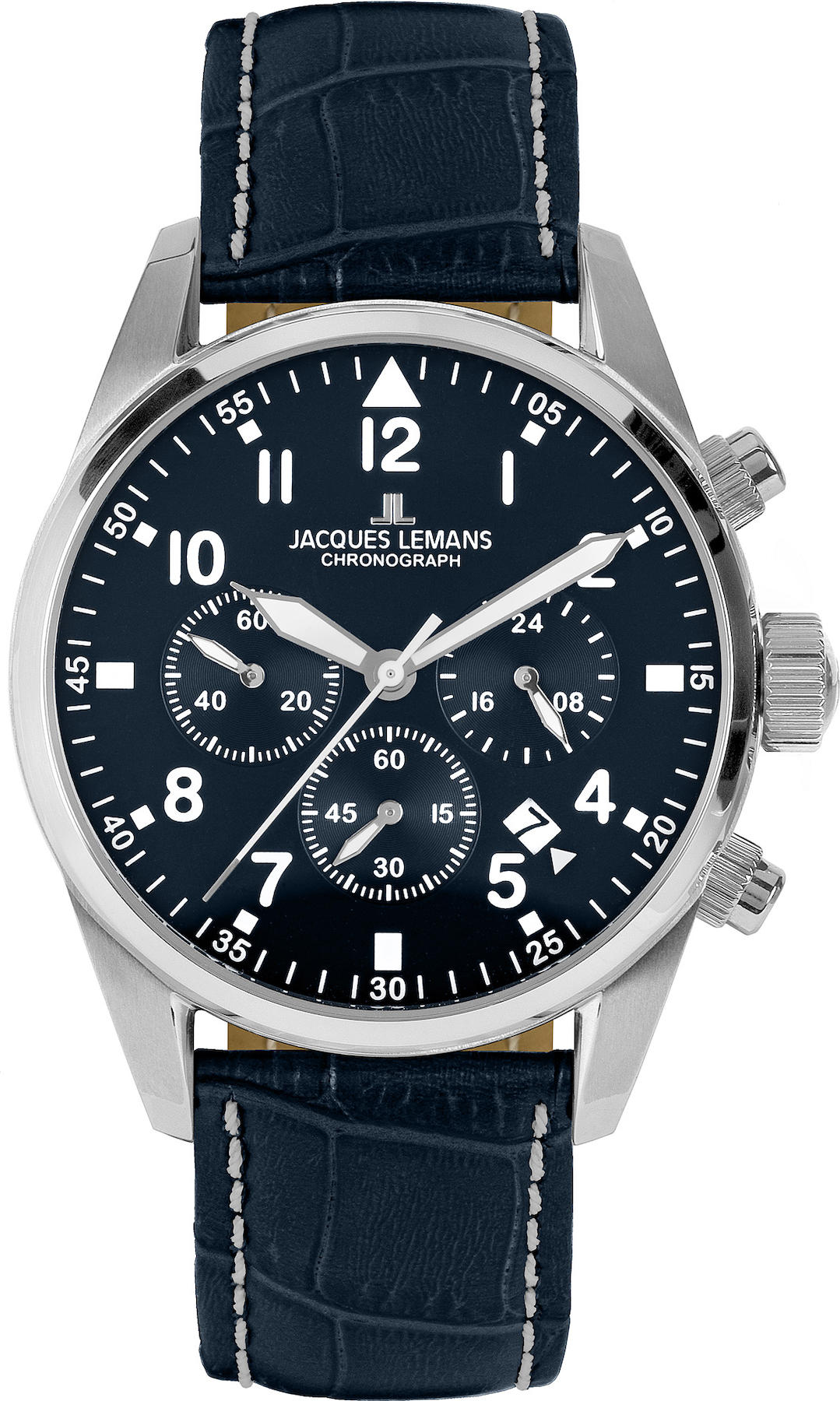 Jacques Lemans BARCELONA 42-2B Takvimli 42 mm Lacivert Çelik Kordon Analog Erkek Kol Saati