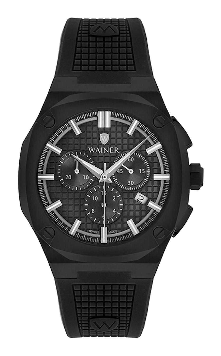 Wainer WA.10200-B Pusulalı Takvimli 43 mm Siyah Silikon Kordon Analog Erkek Kol Saati