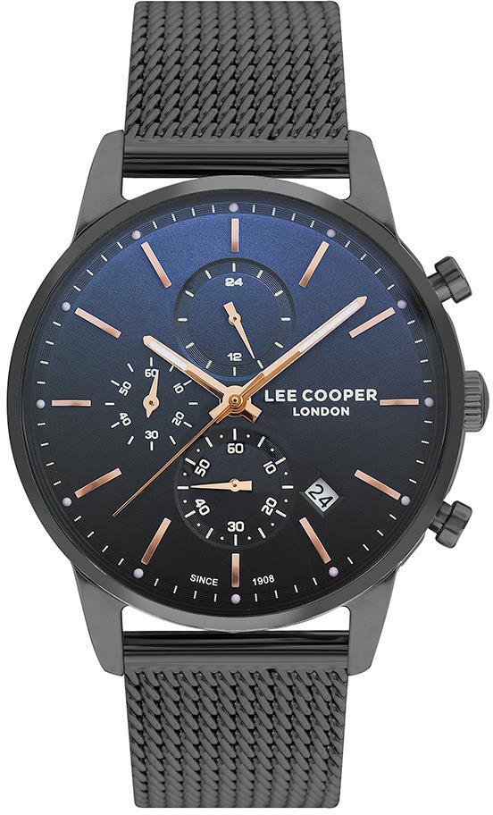 Lee Cooper LC07224.090 Takvimli 44 mm Füme Çelik Kordon Analog Erkek Kol Saati