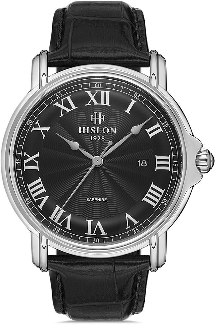 Hislon CL112S-04BS Pusulalı Takvimli 43 mm Siyah Deri Kordon Analog Erkek Kol Saati