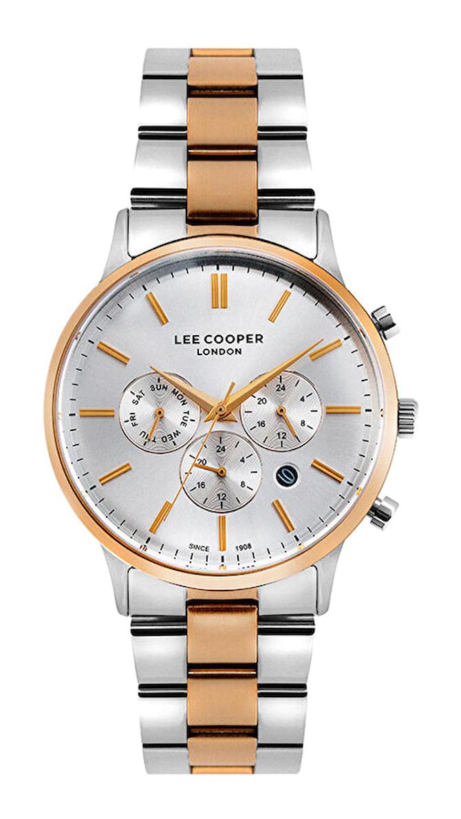 Lee Cooper LC07046.530 Takvimli 45 mm Gri-Rose Gold Çelik Kordon Analog Erkek Kol Saati