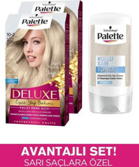 Palette Deluxe Küllü Sarı 10.2 Platin Sarısı Krem Saç Boyası 2x50 ml + Toner Hediyeli