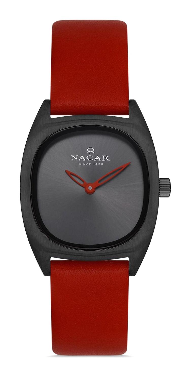 Nacar NC17-3920579-GGL4 25 mm Kırmızı Deri Kordon Analog Kadın Kol Saati