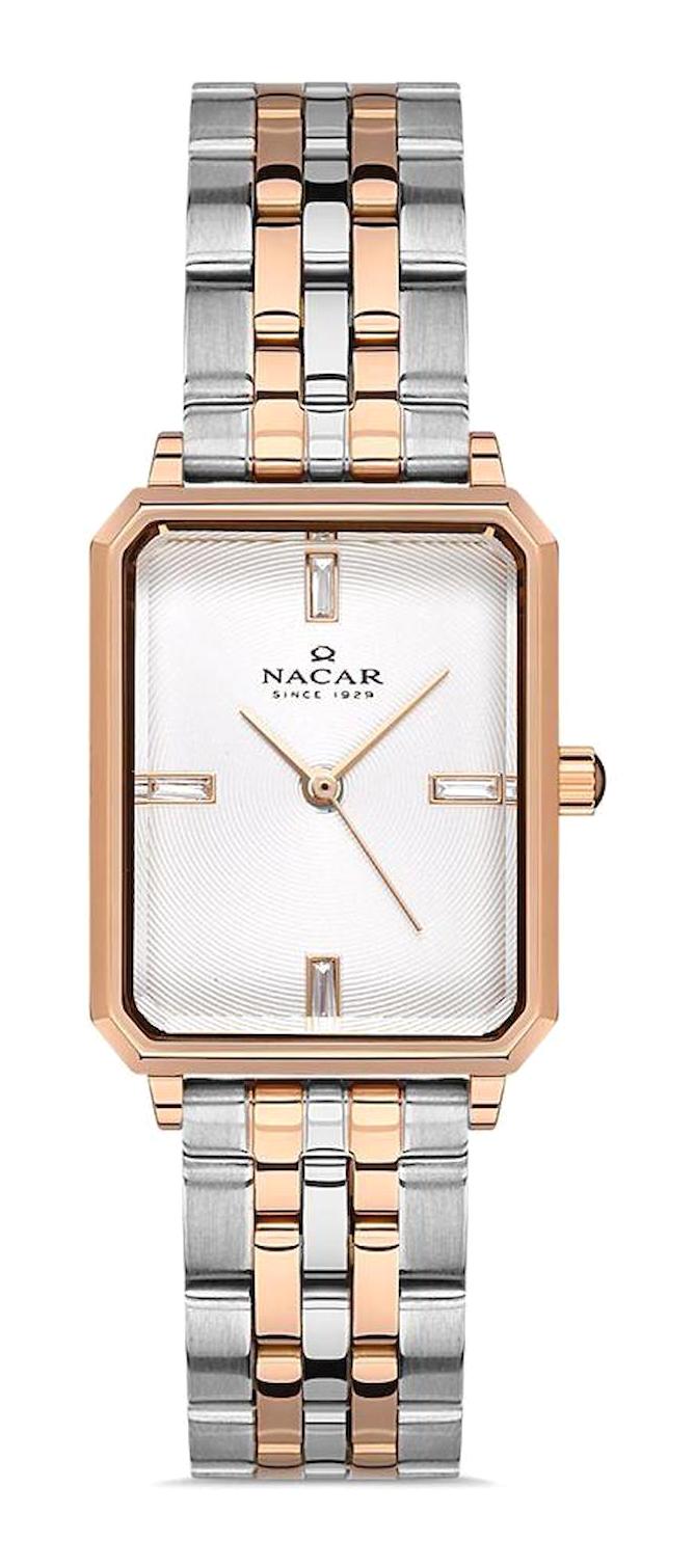 Nacar 390921-ESM 31-35 mm Gri-Rose Gold Çelik Kordon Analog Kadın Kol Saati