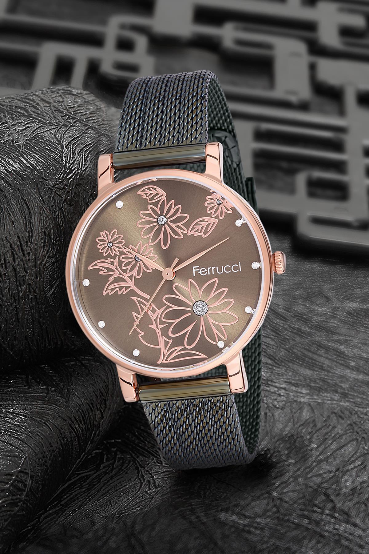 Ferrucci 9FM2492 36 mm Siyah Metal Kordon Analog Kadın Kol Saati