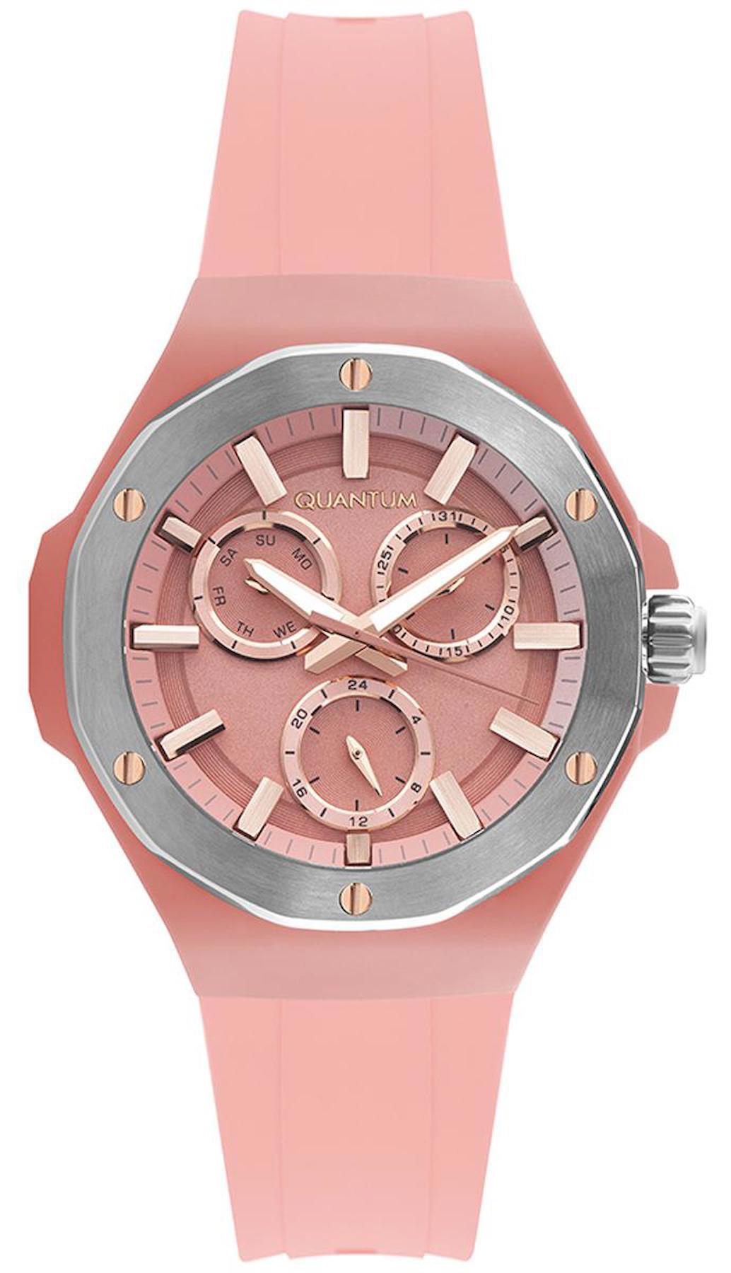 Quantum IML1106.377 Takvimli 41 mm Pembe Silikon Kordon Analog Kadın Kol Saati