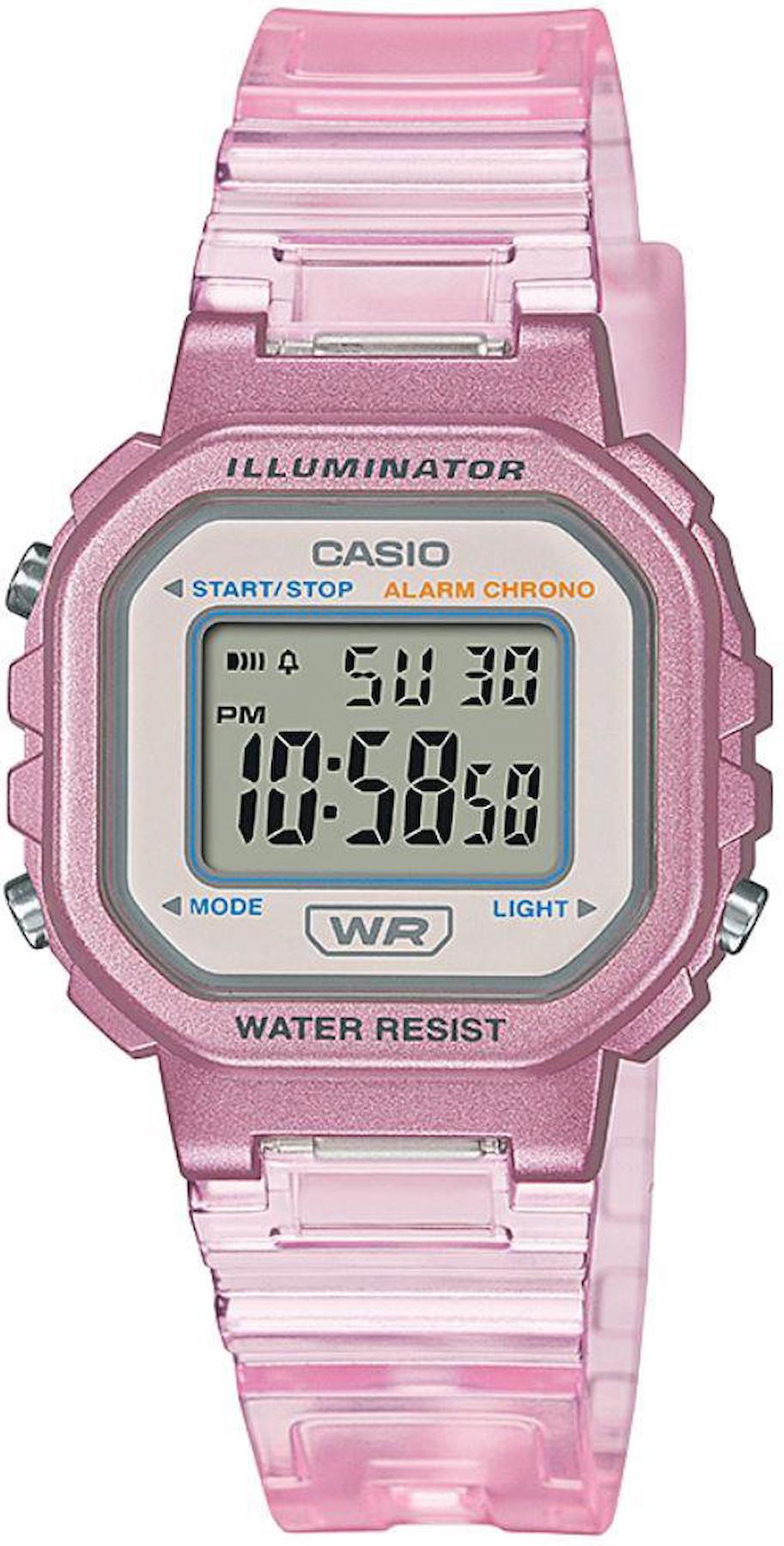 Casio LA-20WHS-4ADF Takvimli 30 mm Pembe Silikon Kordon Dijital Kadın Kol Saati