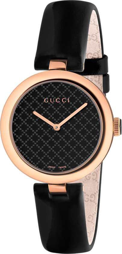 Gucci YA141401 34 mm Siyah Deri Kordon Analog Kadın Kol Saati