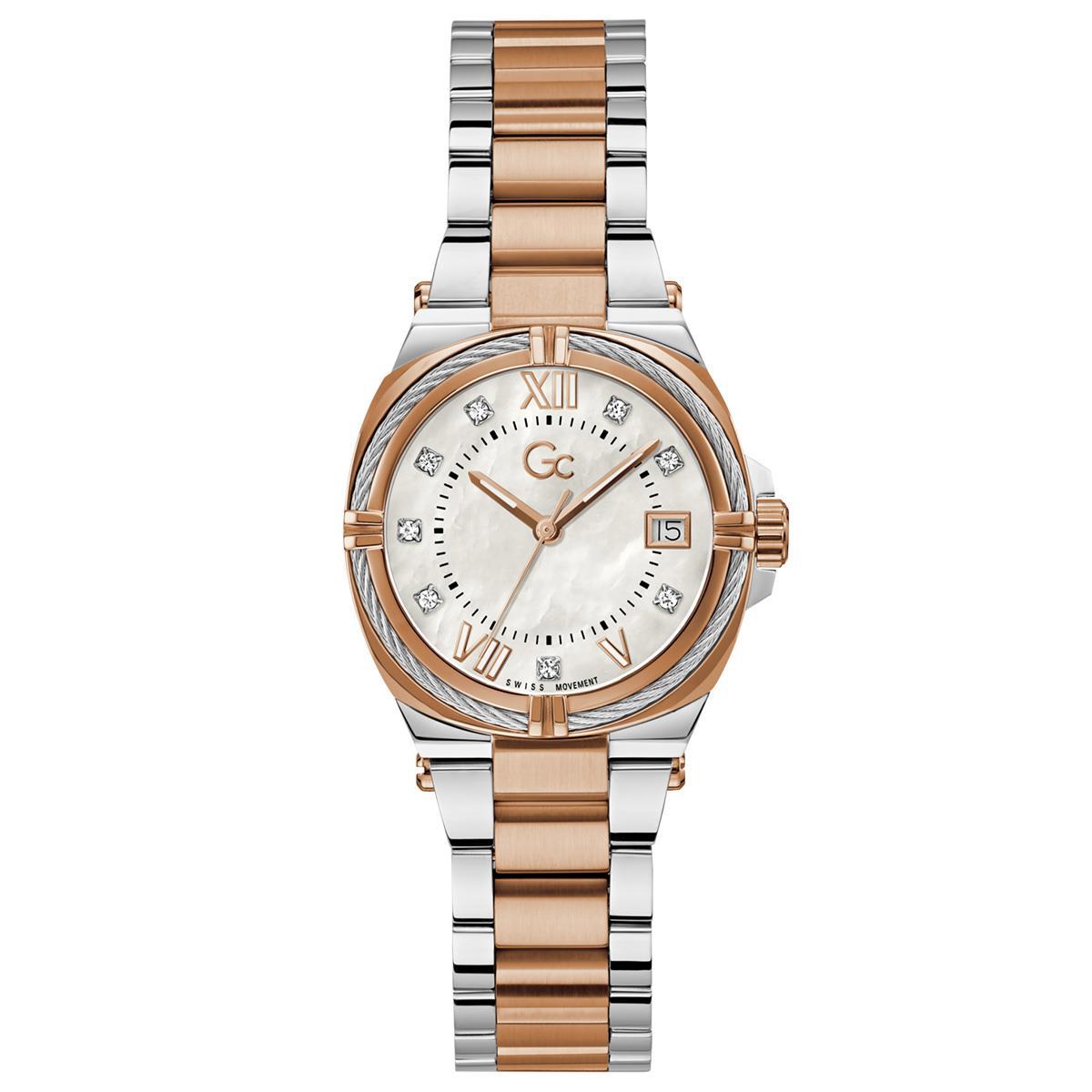 Guess GCZ43001L1MF Takvimli 34 mm Gri-Rose Gold Çelik Kordon Analog Kadın Kol Saati