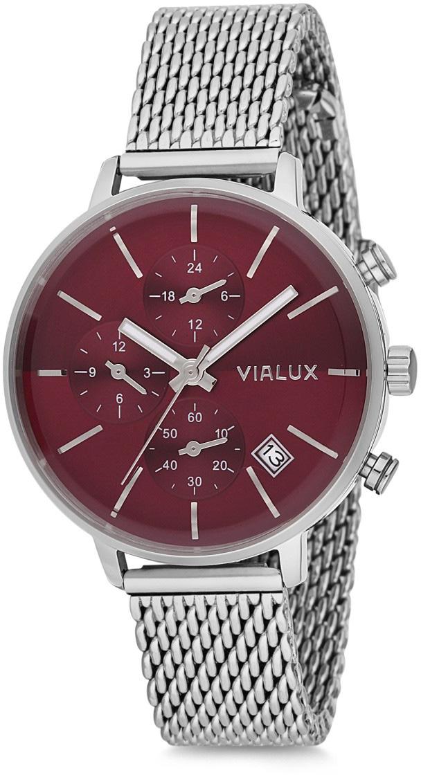 Vialux LY526S-06SS Takvimli 38 mm Gri Çelik Kordon Analog Kadın Kol Saati