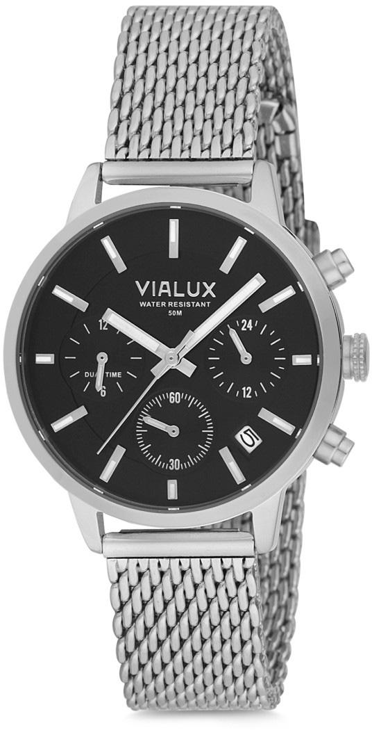 Vialux LY534S-04SS Takvimli 35 mm Gri Çelik Kordon Analog Kadın Kol Saati