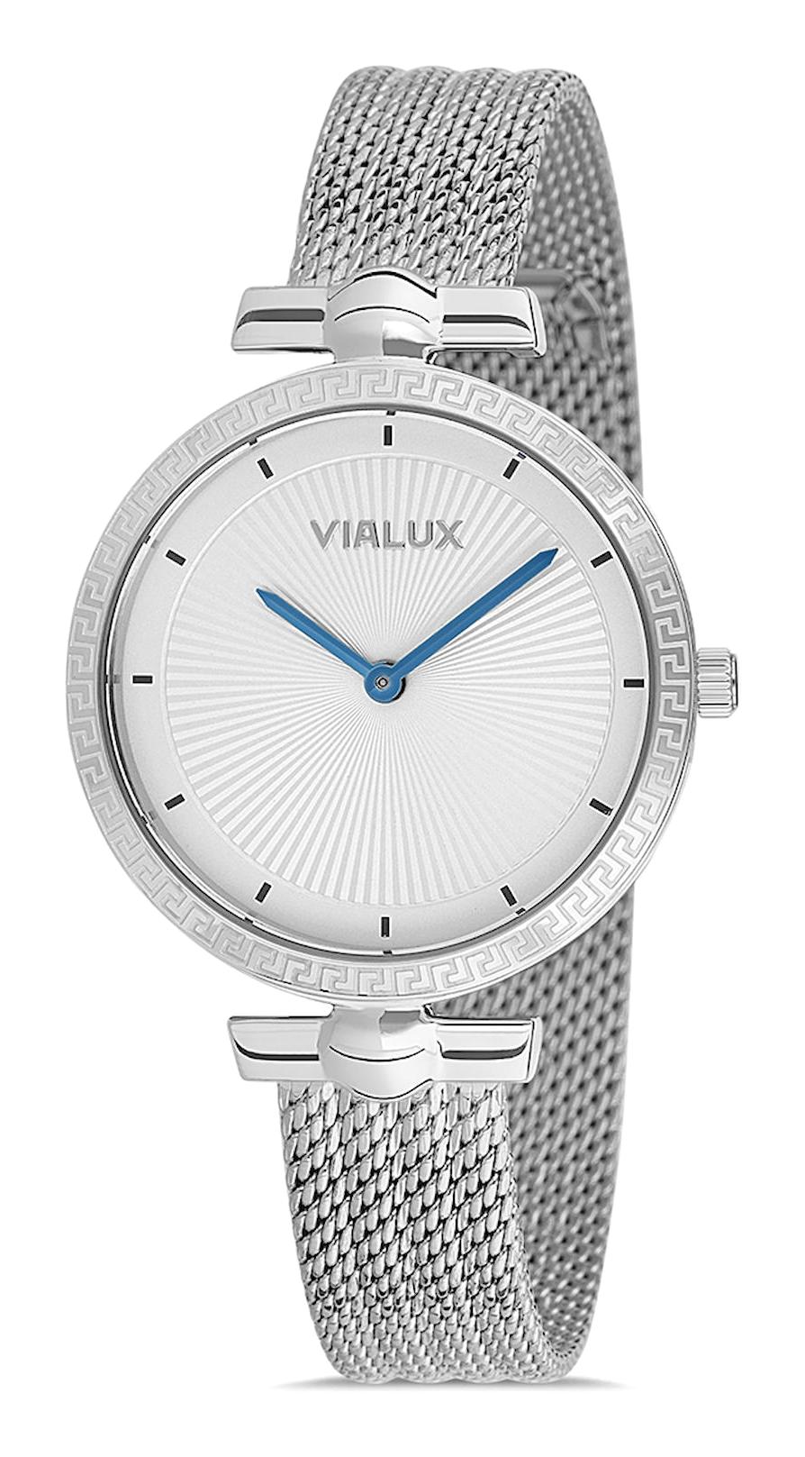 Vialux LJ481S-02SS 40 mm Gri Çelik Kordon Analog Kadın Kol Saati