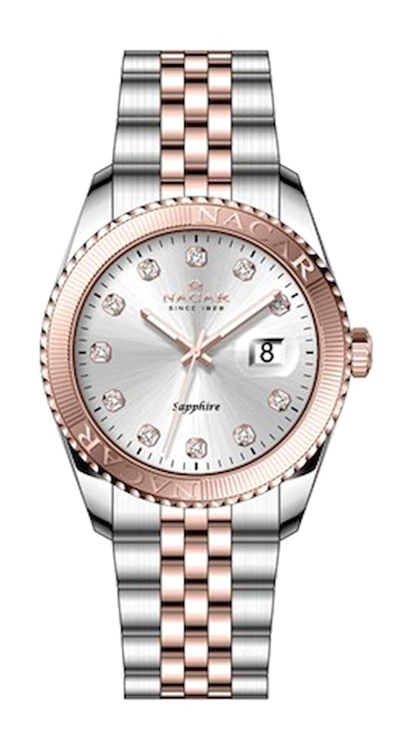 Nacar NC33-398351-EWMS Takvimli 33 mm Gri-Rose Gold Çelik Kordon Analog Kadın Kol Saati