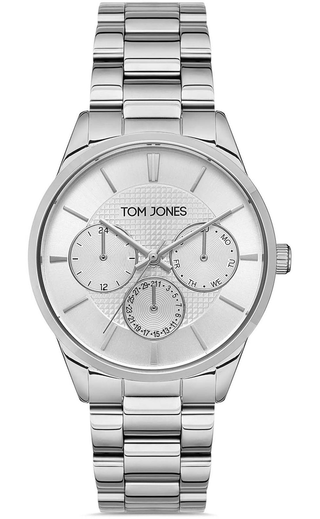 Tom Jones TJ.1.1096D.01 Takvimli 31-34 mm Gri Metal Kordon Analog Kadın Kol Saati