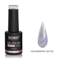 Roniki Holografik Cat Eye Gri Işıltılı Kalıcı Simli Oje