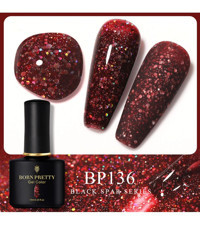 Born Pretty Black Spar Serisi BP136 Bordo Işıltılı Kalıcı Simli Oje