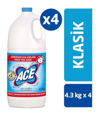 Ace Klasik Kokulu Banyo-Mutfak İçin Sıvı Çamaşır Suyu 4x4.3 lt