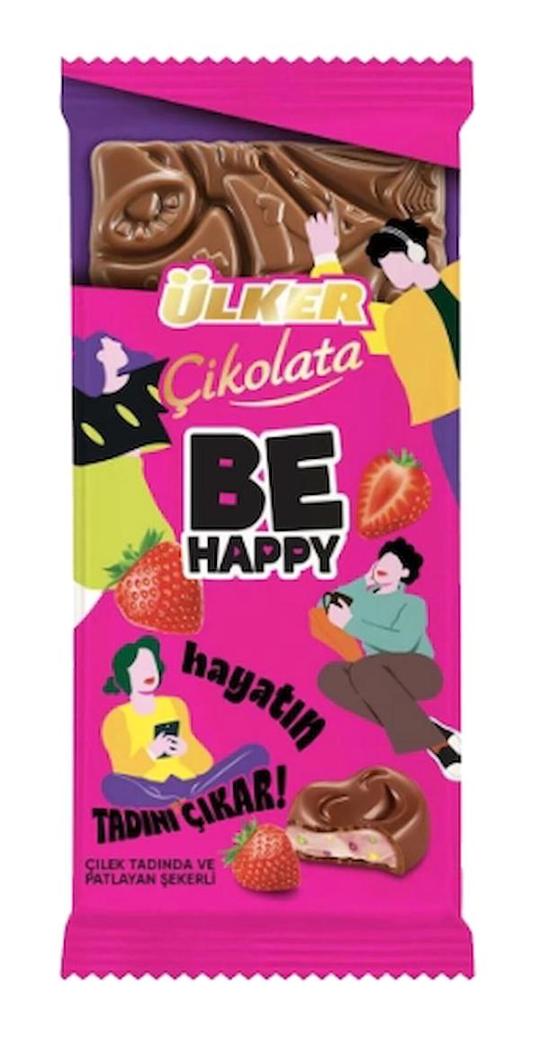 Ülker Be Happy Tablet Çilekli Sütlü Çikolata 88 gr 4'lü