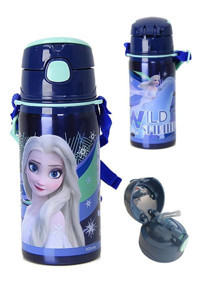 Frozen Elsa Pipetli Lacivert Çelik Okul Çocuk Suluk 500 ml