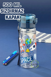 Calke Space Pipetli Çok Renkli Plastik Okul Çocuk Suluk 500 ml