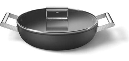 Smeg Cookware 50's Style CKFD2811BLM Cam Kapaklı Granit 28 cm Basık Tencere