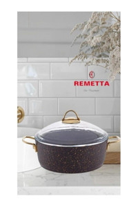 Remetta Elit Cam Kapaklı Granit 32 cm Derin Tencere