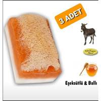 Abu Şifa El Yapımı Doğal Bal-Eşek Sütü-Kabak Lifli Katı Sabun 3x120 gr