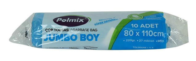 Polmix Jumbo Boy 80x110 cm Çöp Poşeti 10 Adet Mavi