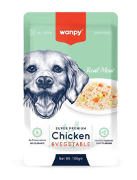 Wanpy Süper Premium Sebze - Tavuk Parça Etli Köpek Maması 100 gr Tekli