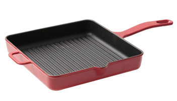 Sürel Kare Döküm Saplı Demir Döküm 25 cm Grill Tava Kırmızı