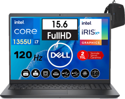 Dell Vostro 3530 WN1601PVNB353038 Dahili Iris Xe Graphics Eligible Intel Core i7 1355U 64 GB Ram 1 TB SSD 15.6 inç Full HD Windows 11 Home Laptop