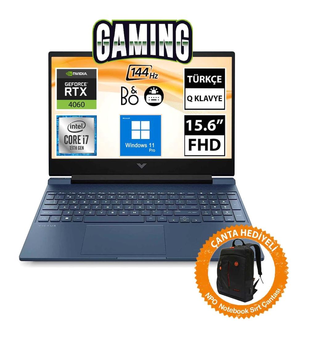 Hp Victus 15 FA1054NT 8U844EA11 Harici GeForce RTX 4060 Intel Core i7 13700H 64 GB Ram 1 TB SSD 15.6 inç Full HD Windows 11 Pro Gaming Laptop + CNT012 Çanta