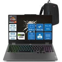 Lenovo LOQ L83DX0094TRF16 Harici GeForce RTX 4060 AMD Ryzen 7 8845HS 64 GB Ram 512 GB SSD 15.6 inç Full HD Freedos Gaming Laptop + Zetta Çanta