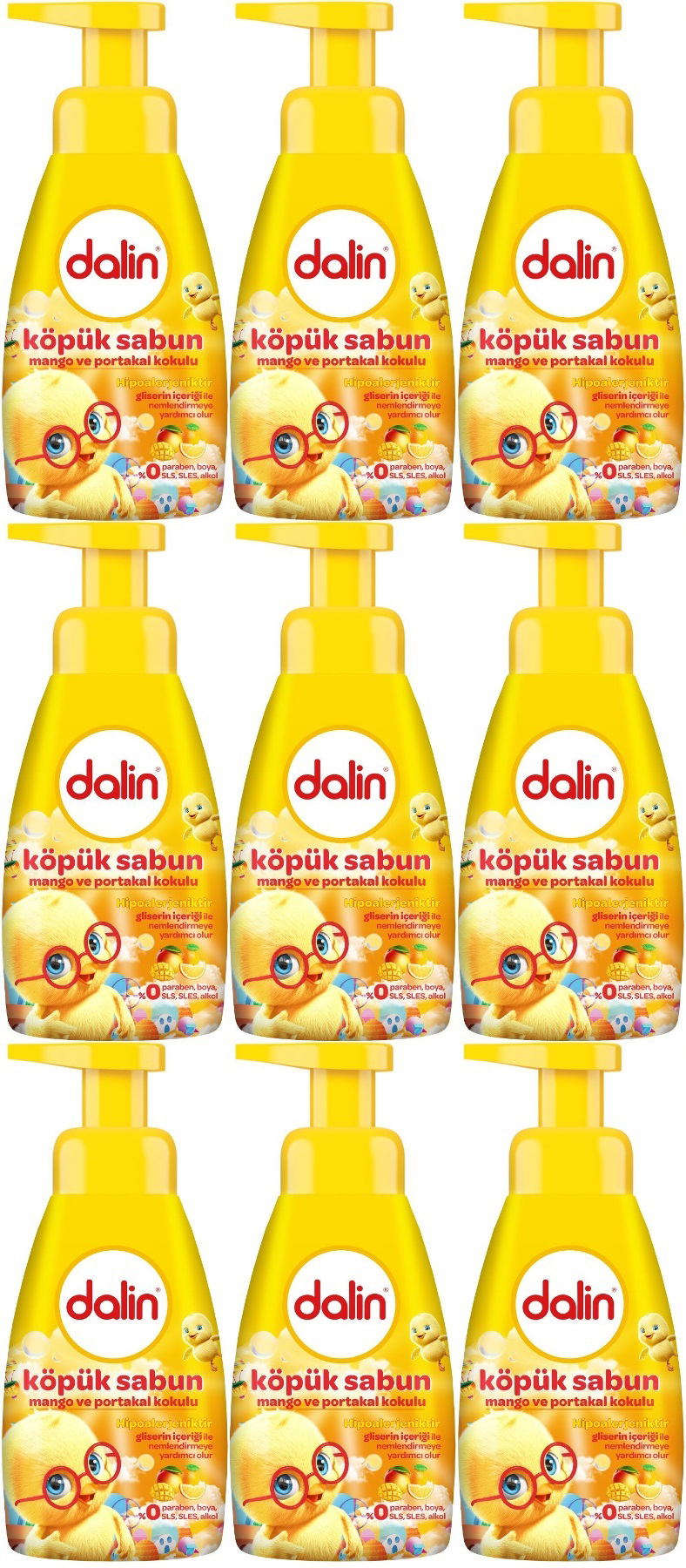 Dalin Hipoalerjenik Mango ve Portakal Köpük Bebek Sabunu 9x200 ml