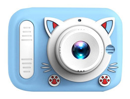 Tuomeng Sevimli Sevimli Kedi Kulakları Şipşak Mini Full HD Kompakt Dijital Fotoğraf Makinesi Mavi