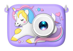 Vkemall 20 MP Sevimli Unicorn Mini Full HD Kompakt Dijital Fotoğraf Makinesi Mor