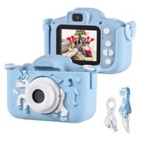 Cankypu Mini Sevimli Canavar Full HD Kopmakt Çocuk Dijital Fotoğraf Makinesi Mavi