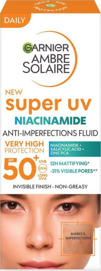 Garnier Super UV Niasinamid 50 Faktör Normal Ciltler İçin Leke Karşıtı Nemlendirici Aydınlatıcı Yüz Güneş Kremi 40 ml