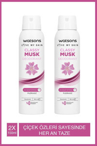 Watsons Classy Musk Pudrasız Sprey Kadın Deodorant 2x150 ml