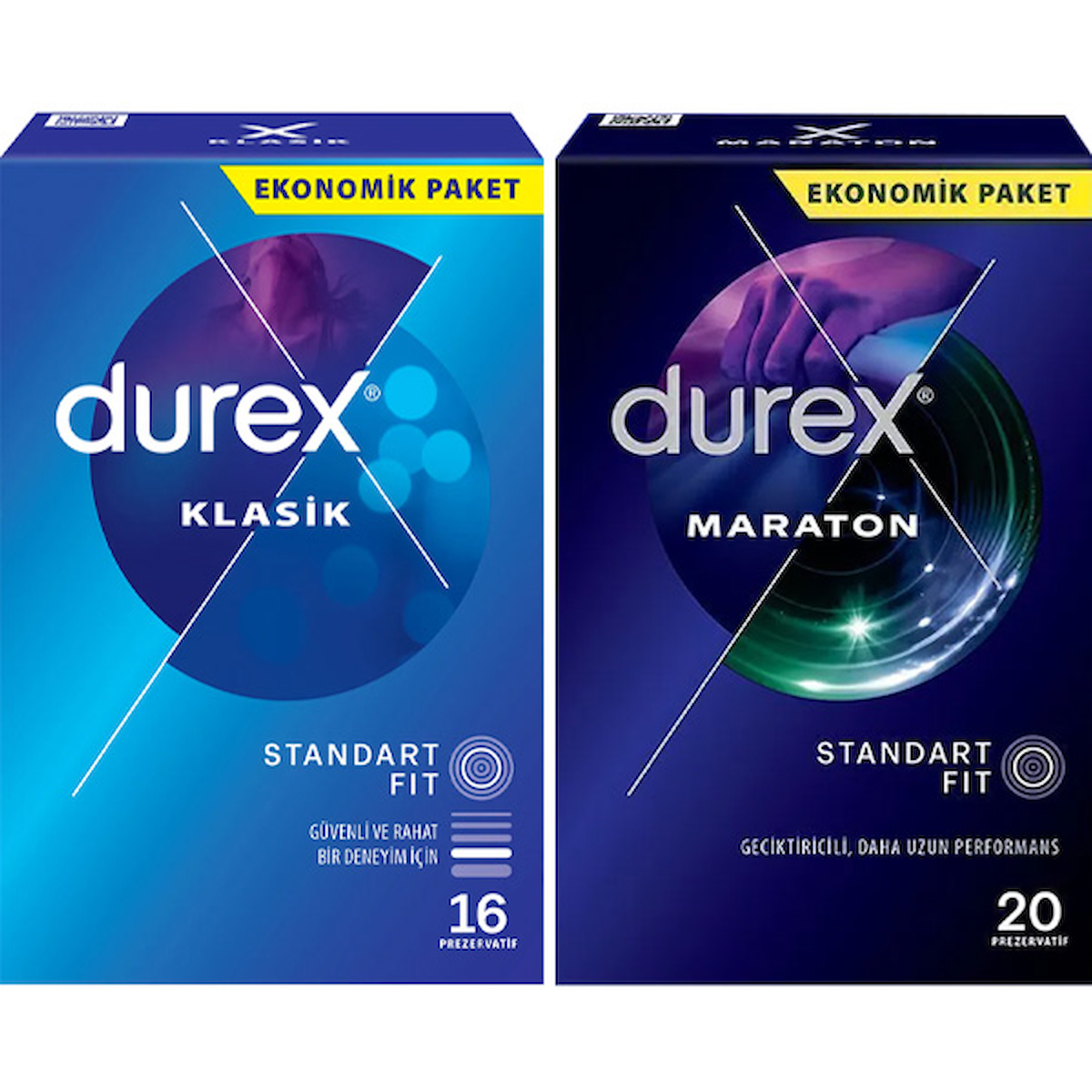 Durex Klasik Prezervatif 16'lı + Durex Maraton Prezervatif 20'li