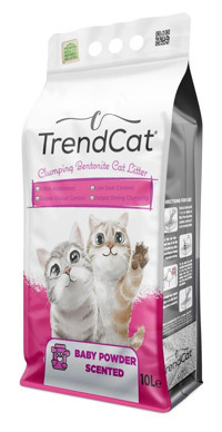 TrendCat Bebek Pudrası Kokulu Topaklanan İnce Taneli Kedi Kumu 10 lt