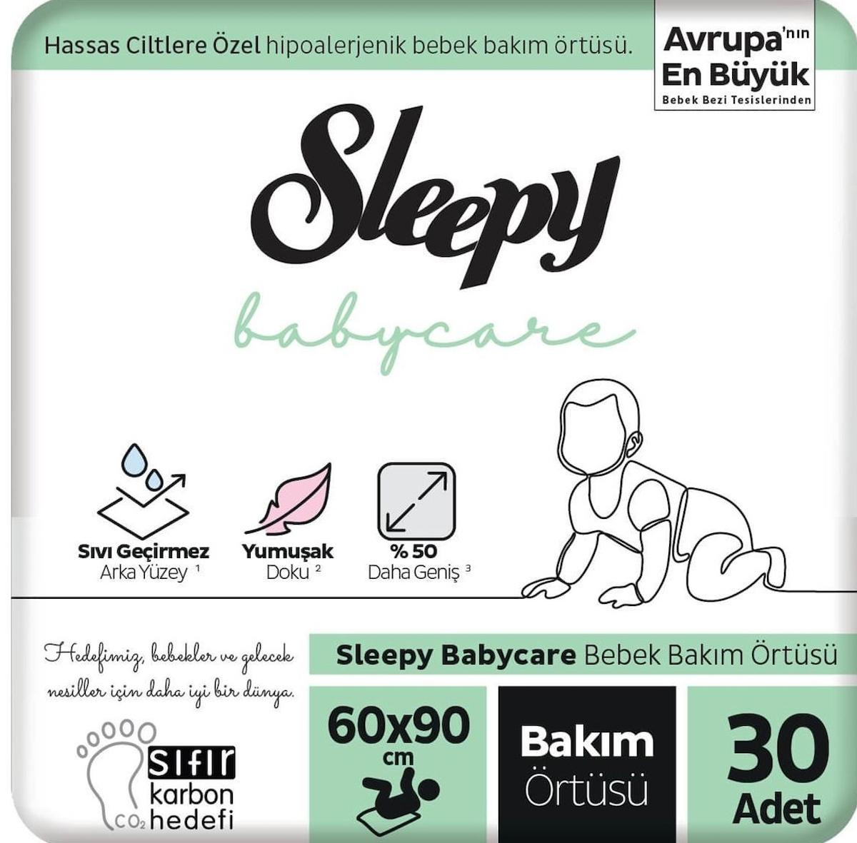 Sleepy Tek Kullanımlık Yapışkanlı Su Geçirmez 60x90 cm 3x10'lu Alt Açma Örtüsü