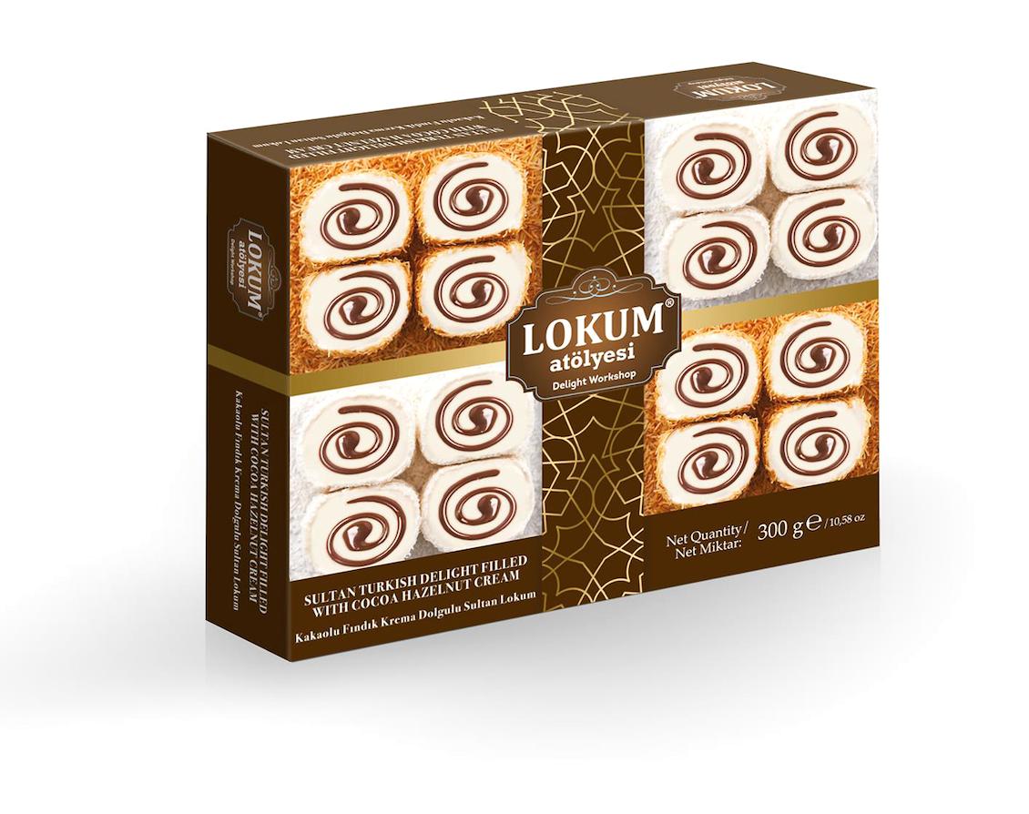 Lokum Atolyesi Fındık Krema Dolgulu-Kakaolu Lokum 300 gr