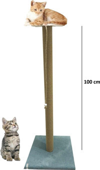 Nursoft Oturaklı 100 cm Kedi Tırmalama Tahtası Turkuaz