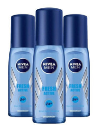 Nivea Fresh Active Pudrasız Ter Önleyici Sprey Erkek Deodorant 3x75 ml