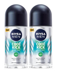 Nivea Cool Kick Fresh Pudrasız Ter Önleyici Antiperspirant Roll-On Erkek Deodorant 2x50 ml