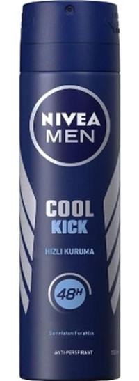 Nivea Cool Kick Pudrasız Ter Önleyici Antiperspirant Sprey Erkek Deodorant 4x150 ml