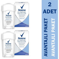 Rexona Clinical Protection Shower Clean Pudrasız Ter Önleyici Antiperspirant Krem Kadın Deodorant 2x45 ml