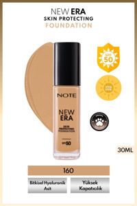 Note New Era Skin Protecting 160 Warm Almond Güneş Koruyuculu Vegan Likit Şişe Fondöten 30 ml