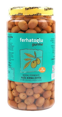 Ferhatoğlu Kırma Tuzlu Yeşil Zeytin Kavanoz 1 kg